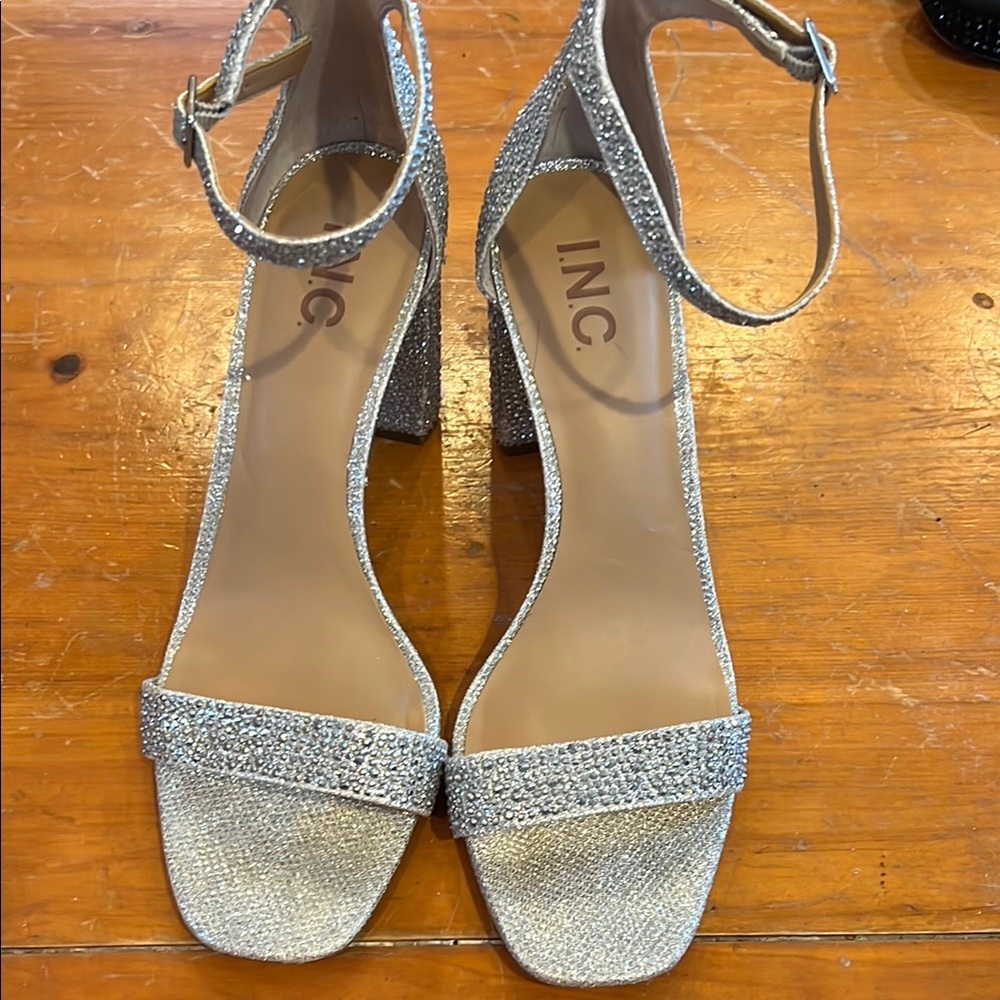 INC International Concepts Women's Silver Strappy Heels